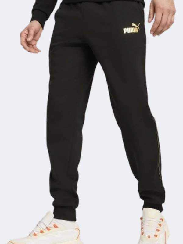 Men's pants throwback style-Puma Essential Tape Minimal Men Lifestyle Pant Black/Gold