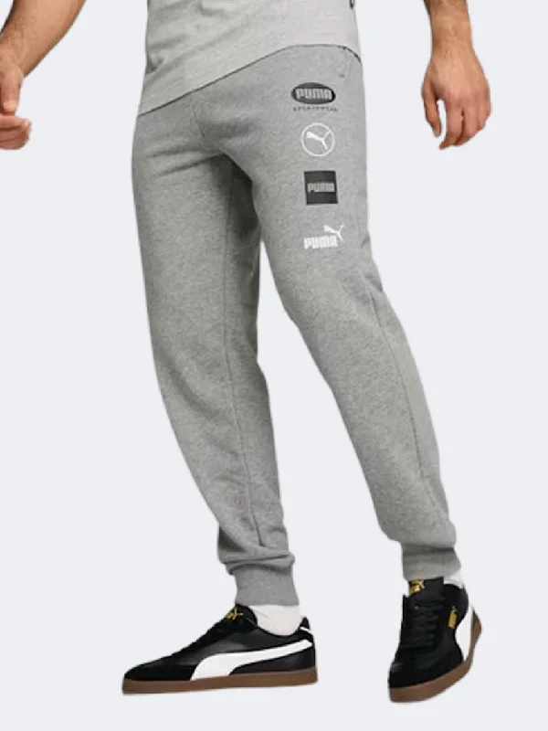 Men's pants with retro fit-Puma Power Graphic Men Lifestyle Pant Grey Heather