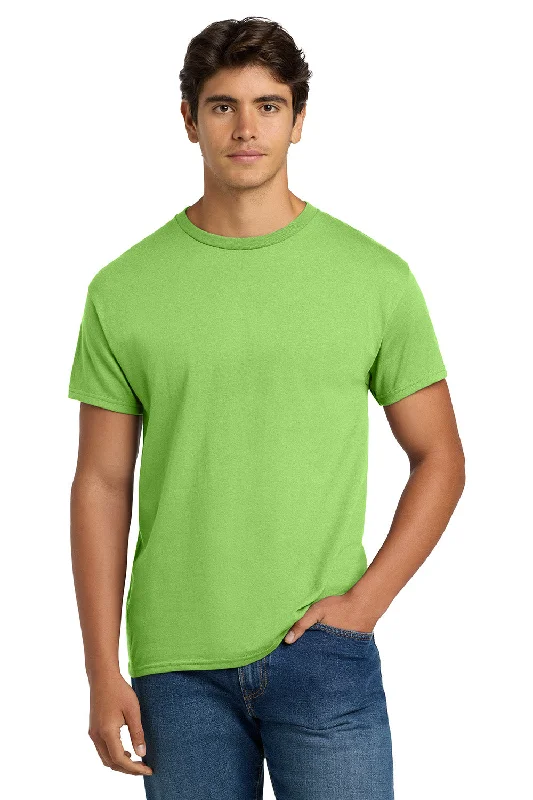 men’s graphic short sleeve shirts for outdoor activities -Hanes Mens EcoSmart Short Sleeve Crewneck T-Shirt - Lime Green