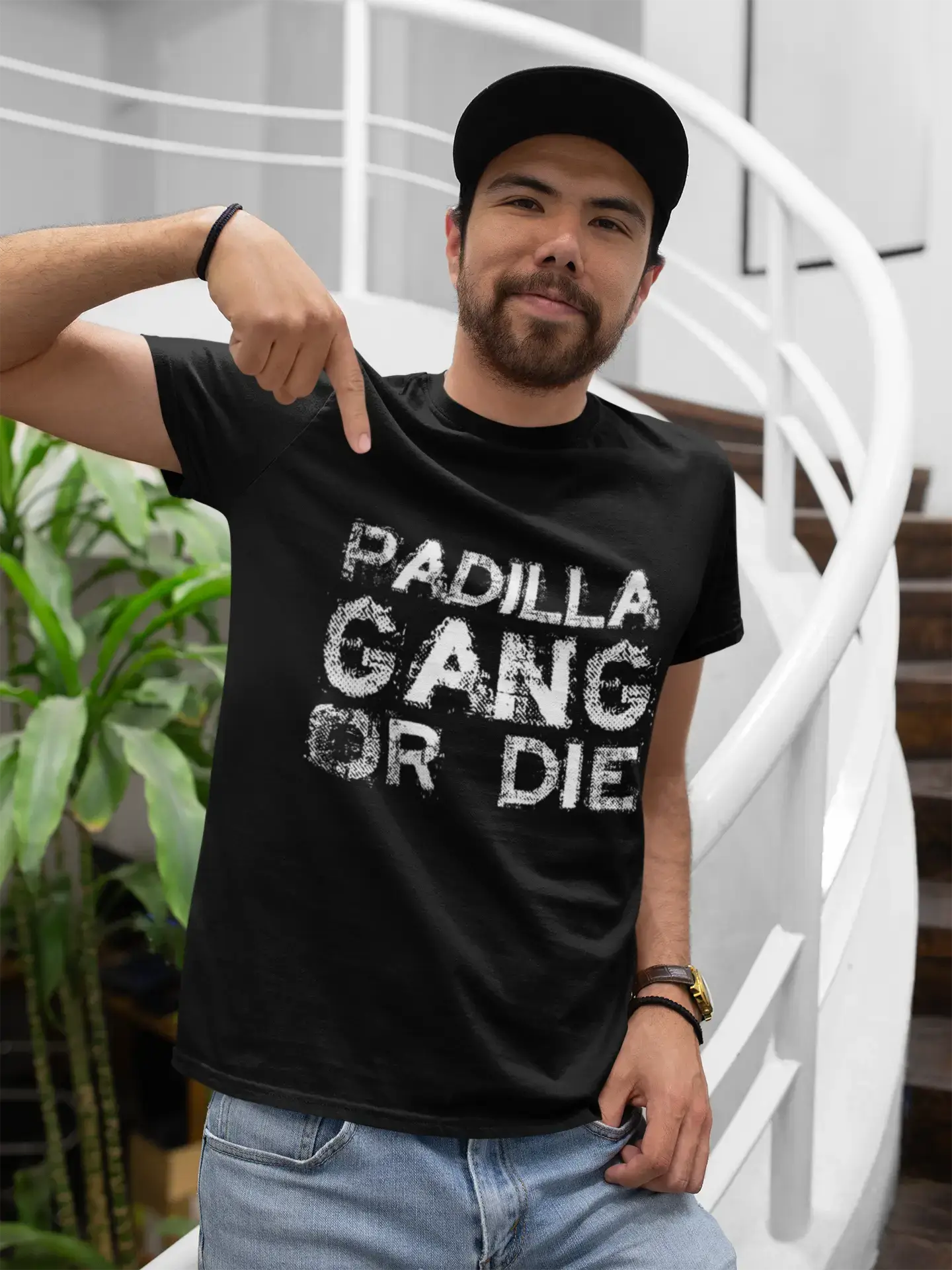 slim fit short sleeve shirts for men -PADILLA Family Gang Tshirt, Men's Tshirt, Black Tshirt, Gift T-shirt 00033