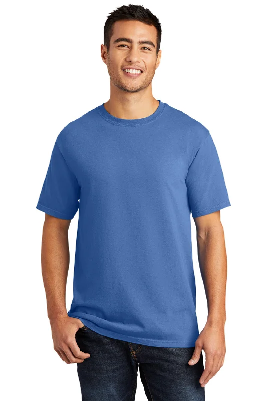 trendy and affordable short sleeve shirts for men -Port & Company Mens Beach Wash Short Sleeve Crewneck T-Shirt - Blue Moon