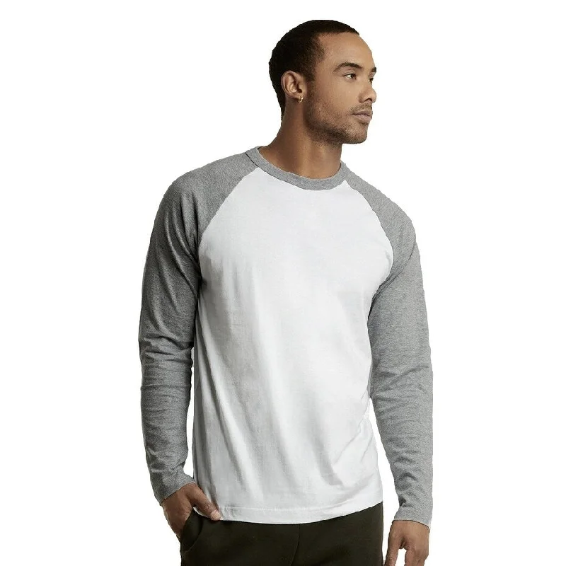 Men's hybrid puffer jackets-TOP PRO Men's Long Sleeve Baseball Tee - Light Grey White