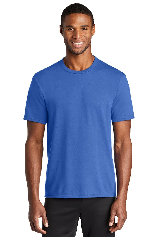 cool short sleeve shirts for summer -Port & Company Mens Dry Zone Performance Moisture Wicking Short Sleeve Crewneck T-Shirt - True Royal Blue