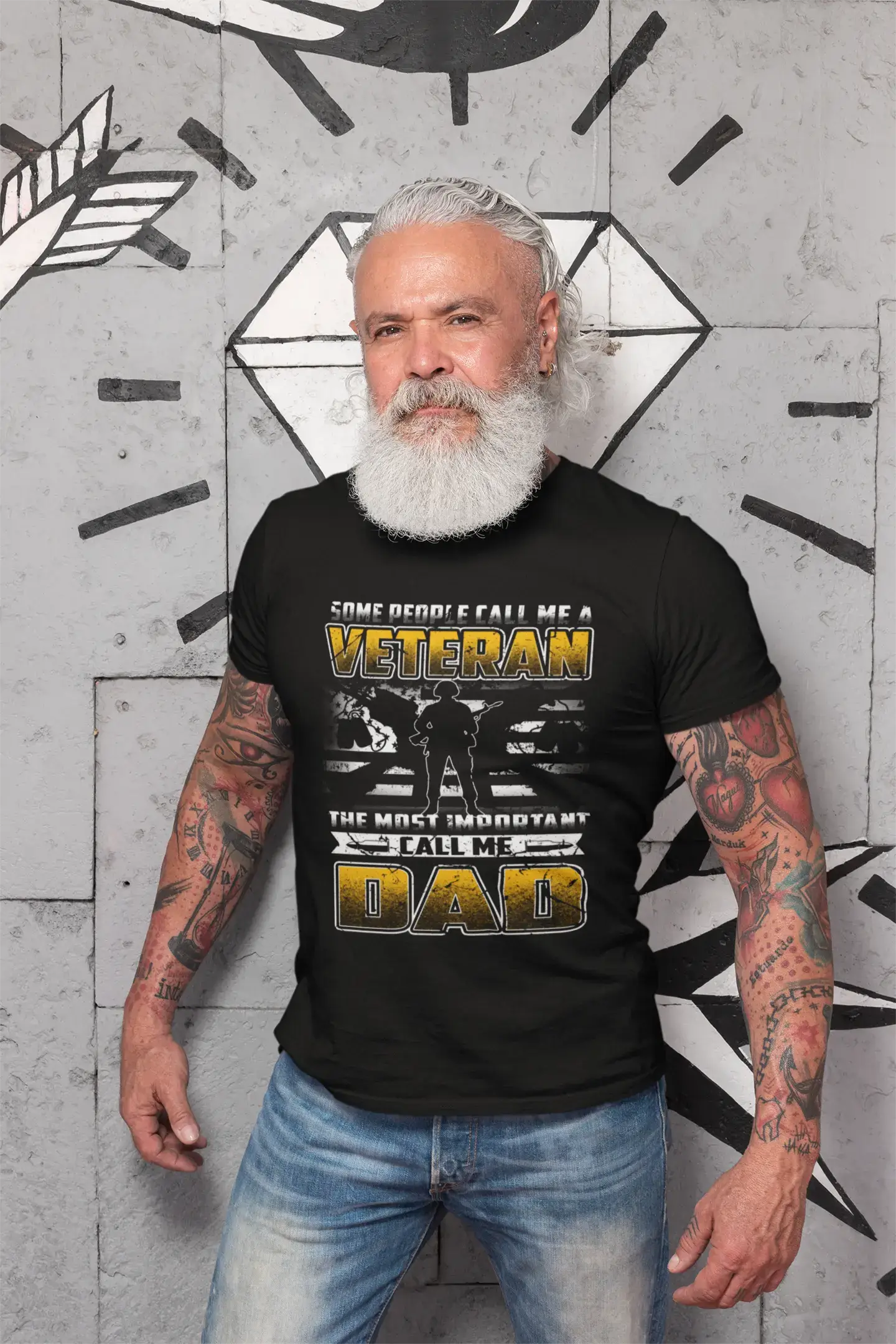 men’s printed short sleeve t-shirts with designs -ULTRABASIC Men's T-Shirt The Most Important Call Me Veteran - Funny Dad Tee Shirt