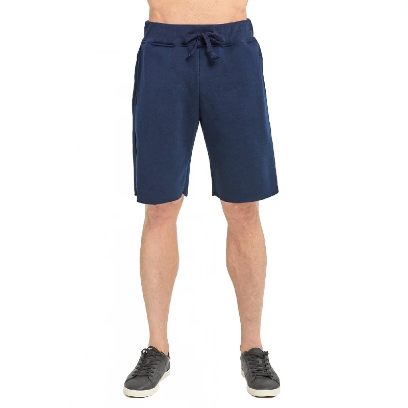 Men's refined trench jackets-KNOCKER Men's Fleece Drawstring Shorts - Navy