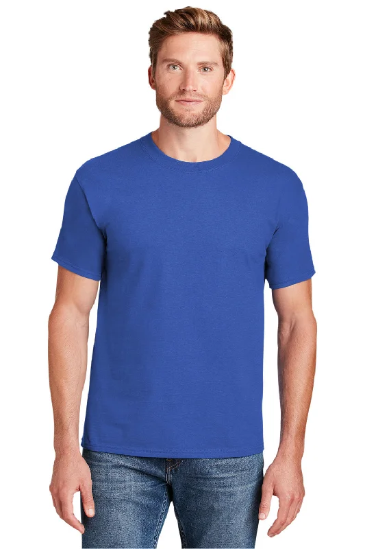 stylish short sleeve shirts for casual evenings -Hanes Mens Beefy-T Short Sleeve Crewneck T-Shirt - Blue Bell Breeze - Closeout