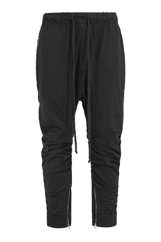 Men's pants with pliant waist-Men's Essential Solid Scrunched Drop Crotch Sweat Joggers