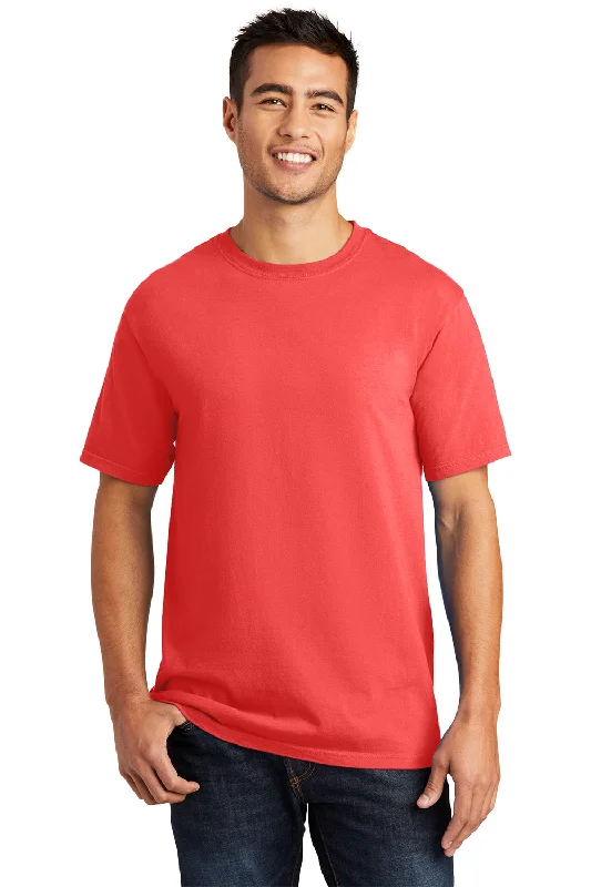 cool and comfortable short sleeve shirts for outdoor wear -Port & Company Mens Beach Wash Short Sleeve Crewneck T-Shirt - Poppy Red