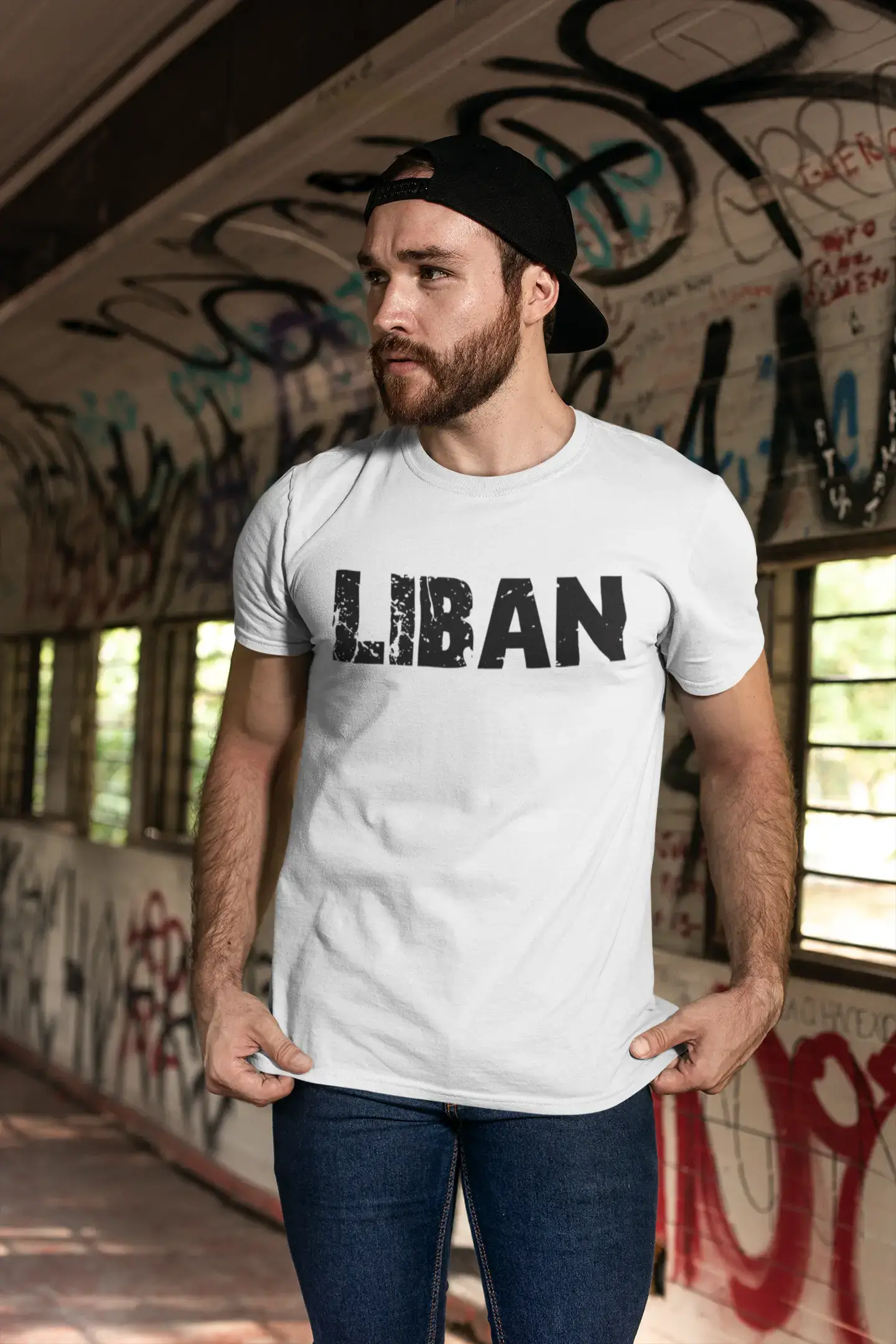 short sleeve t-shirts for hot summer days -Men's Tee Shirt Vintage T shirt Liban X-Small White 00561