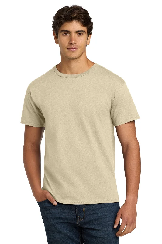 stylish short sleeve shirts with colorful designs -Hanes Mens ComfortSoft Short Sleeve Crewneck T-Shirt - Sand