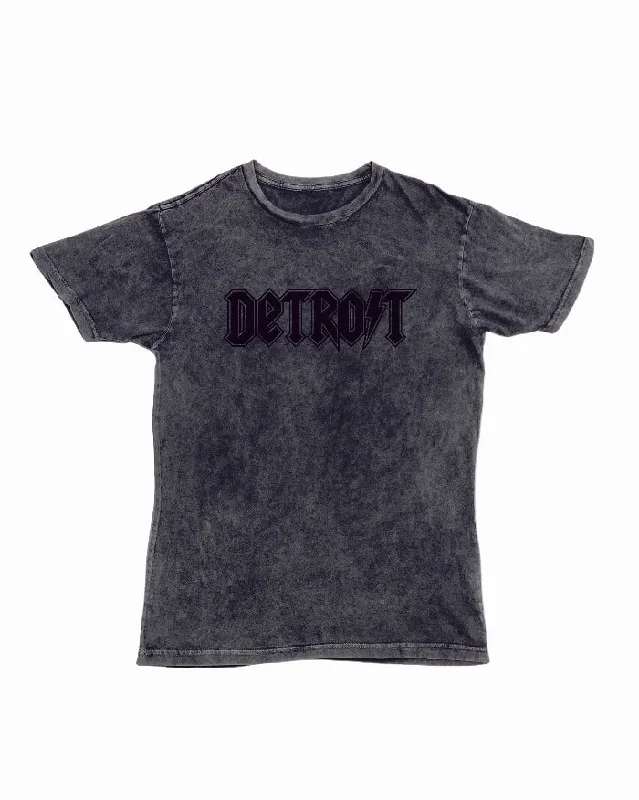 men’s printed short sleeve t-shirts for casual events -Ink Detroit Lightning Mineral Wash T-Shirt - Black