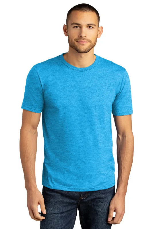 men’s stylish short sleeve shirts for work wear -District Mens Perfect DTG Short Sleeve Crewneck T-Shirt - Turquoise Blue Frost