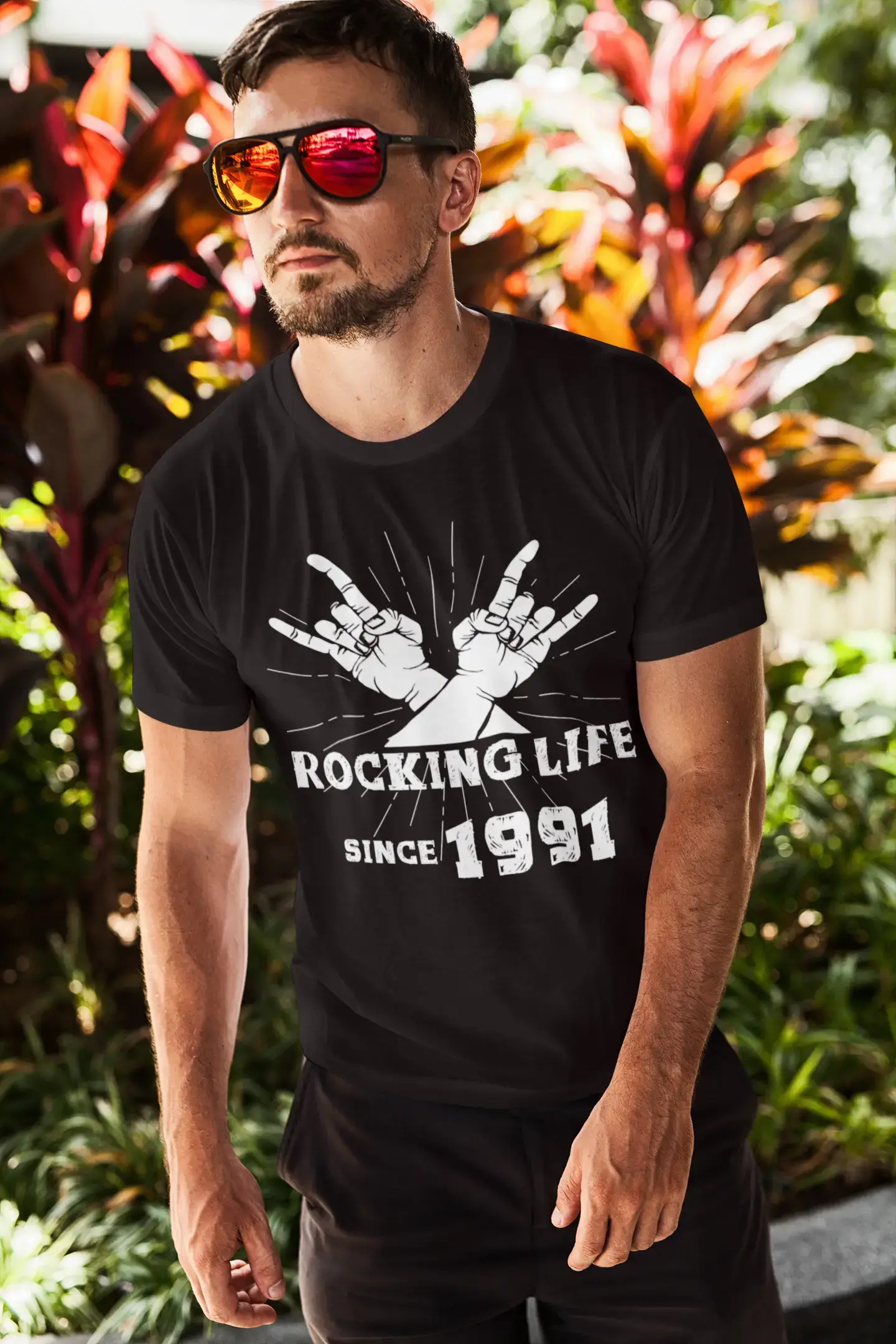 men’s slim-fit short sleeve t-shirts for warm weather -Rocking Life Since 1991 Men's T-shirt Black Birthday Gift 00419