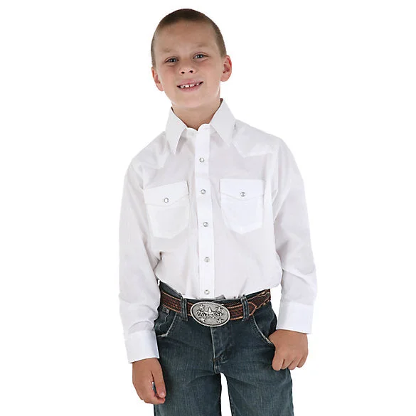 best short sleeve shirts for men’s wardrobe -Wrangler Boy's White Snap Up Shirt/204WHSL