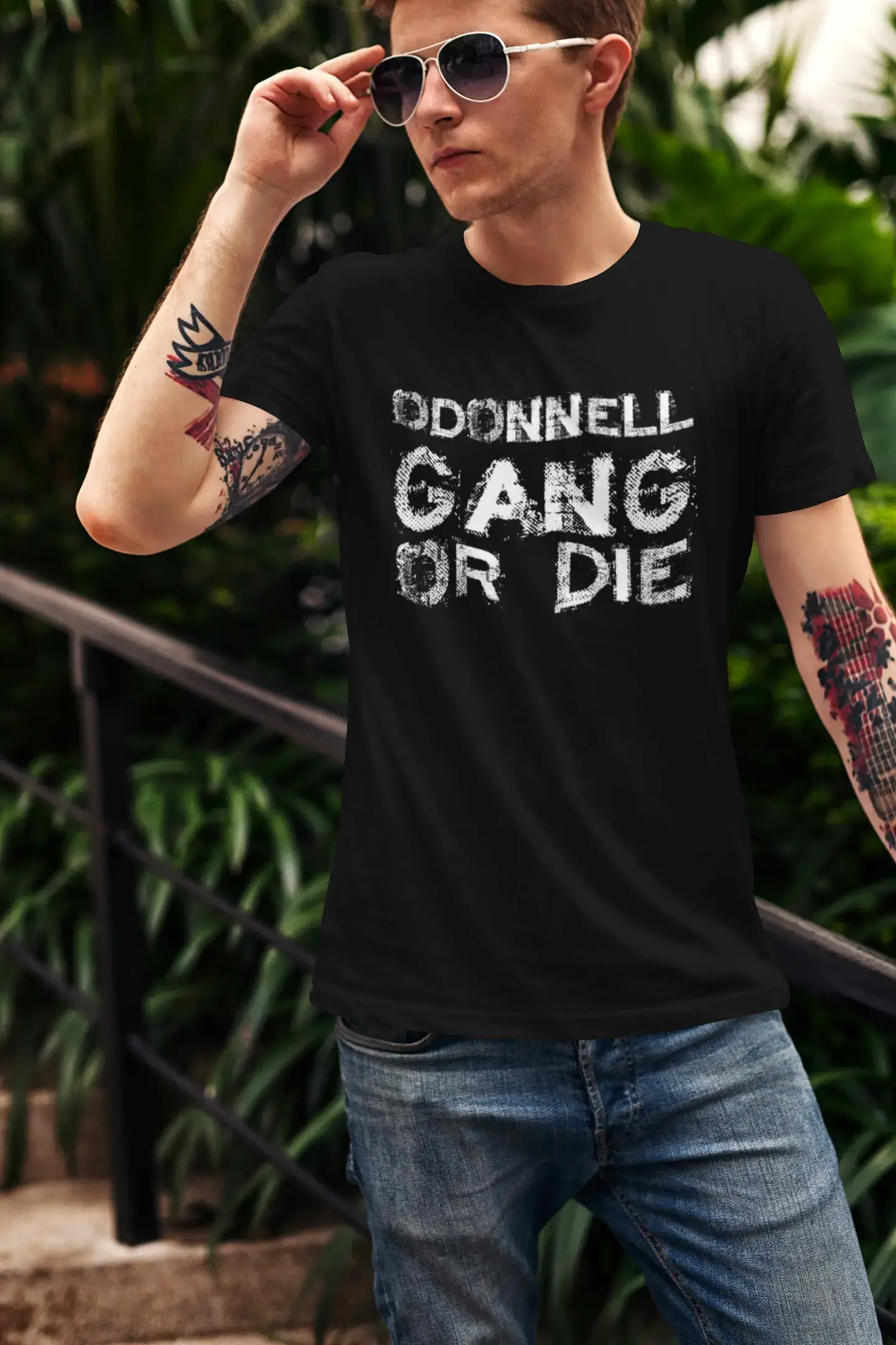 stylish short sleeve t-shirts for casual evenings -ODONNELL Family Gang Tshirt, Men's Tshirt, Black Tshirt, Gift T-shirt 00033