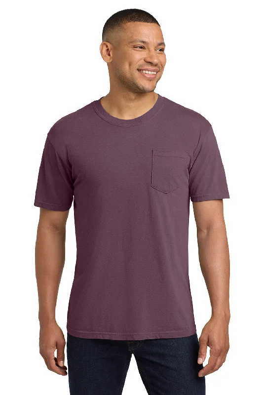 breathable short sleeve shirts for hot climates -Comfort Colors Mens Short Sleeve Crewneck T-Shirt w/ Pocket - Berry