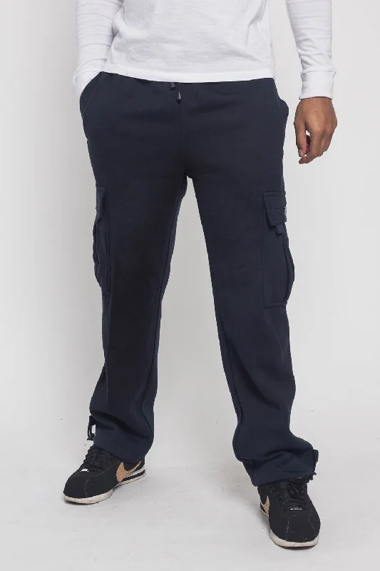 Men's pants with fine tones-Victorious Men's Solid Fleece Heavyweight Cargo Sweat Pants