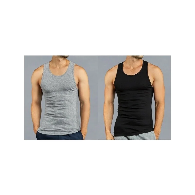 Men's cozy fleece jackets-Men's Solid Cotton Lightweight Tank 3-PACK