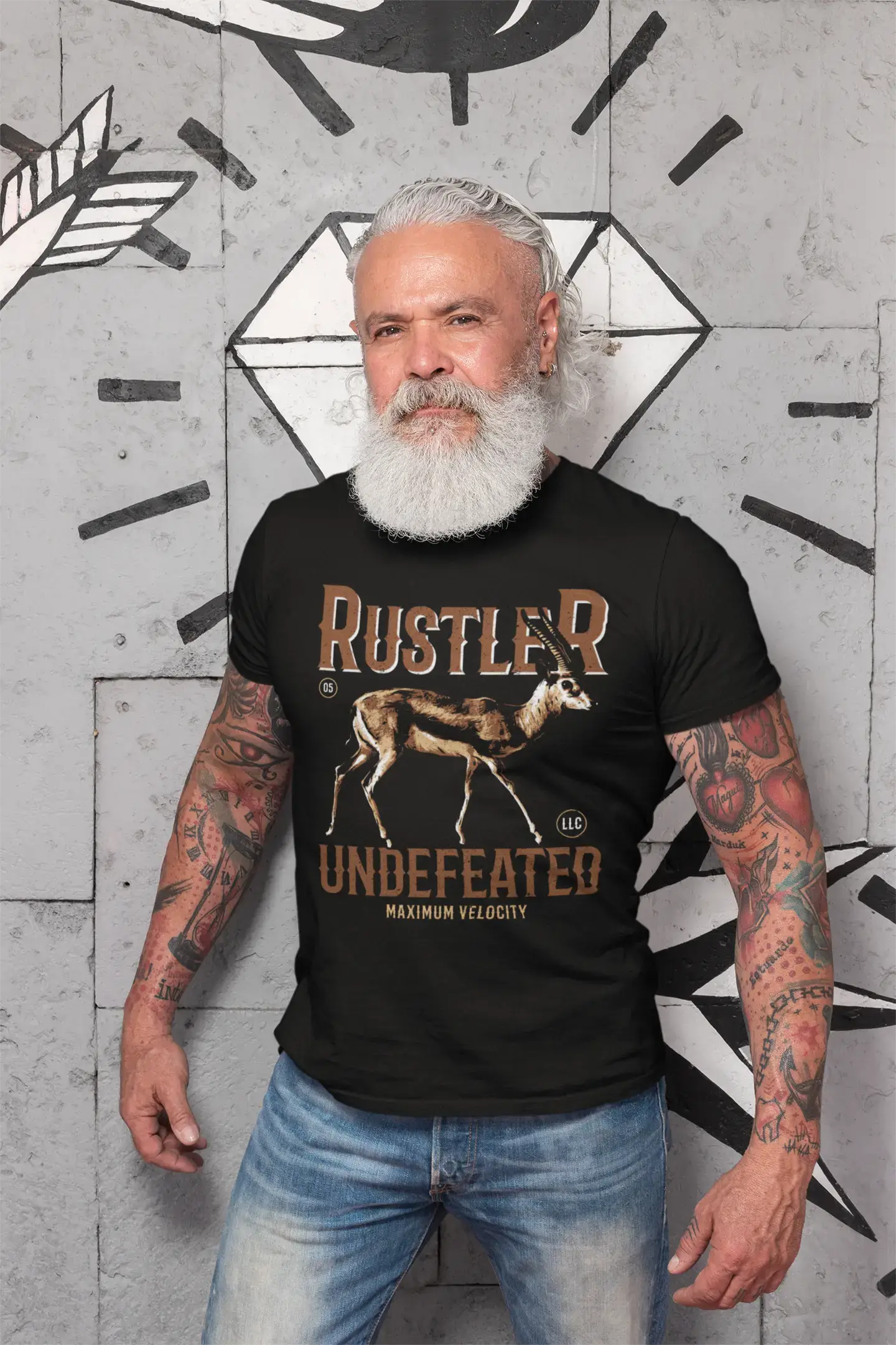 comfortable men’s short sleeve work shirts -ULTRABASIC Men's Graphic T-Shirt Rustler Undefeated - Goat Shirt for Men