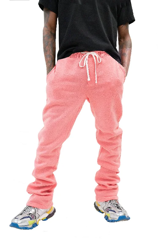 Men's pants with solid fabric-Men's Fleece Stacked Fit Sweat Pants