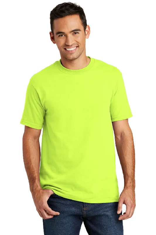 breathable short sleeve shirts for casual wear -Port & Company Mens USA Made Short Sleeve Crewneck T-Shirt - Safety Green - Closeout