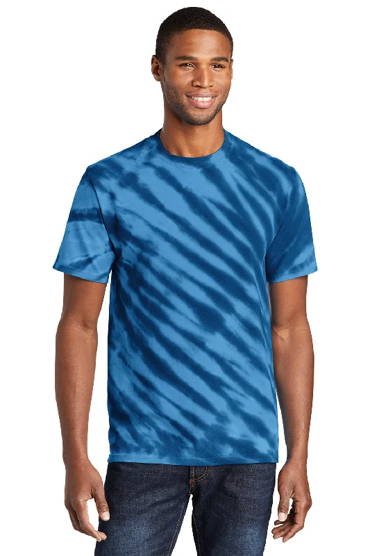 comfortable short sleeve polo shirts for hot weather -Port & Company Mens Tie-Dye Short Sleeve Crewneck T-Shirt - Navy Blue