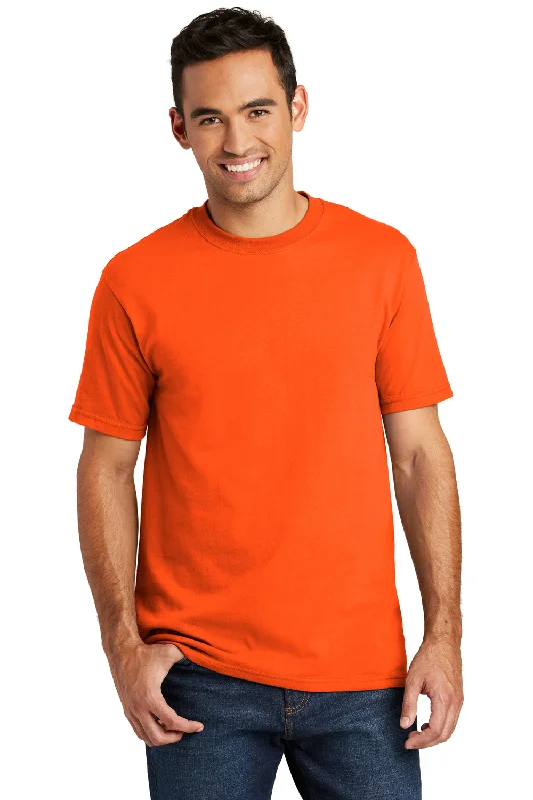 trendy short sleeve shirts with bold graphics -Port & Company Mens USA Made Short Sleeve Crewneck T-Shirt - Safety Orange - Closeout