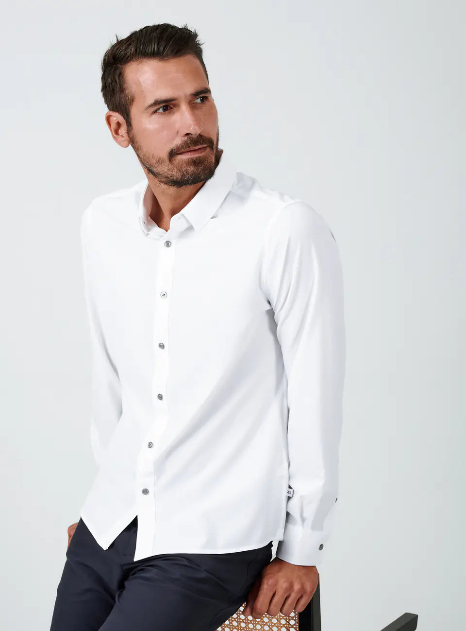 cool summer short sleeve shirts for men -Liberty Long Sleeve Shirt | White