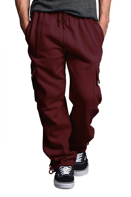 Men's pants with wide fit-Victorious Men's Solid Fleece Heavyweight Cargo Sweat Pants