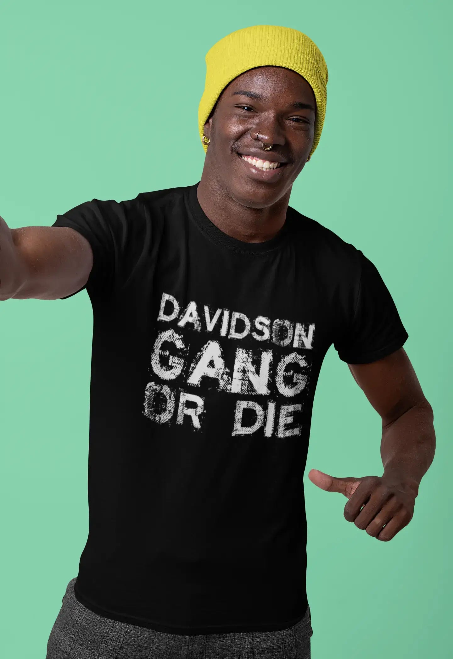 trendy summer short sleeve shirts with patterns -DAVIDSON Family Gang Tshirt, Men's Tshirt, Black Tshirt, Gift T-shirt 00033