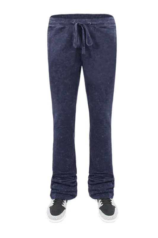 Men's pants with snug tones-Men's Acid Washed Stacked Fleece Sweat Pants