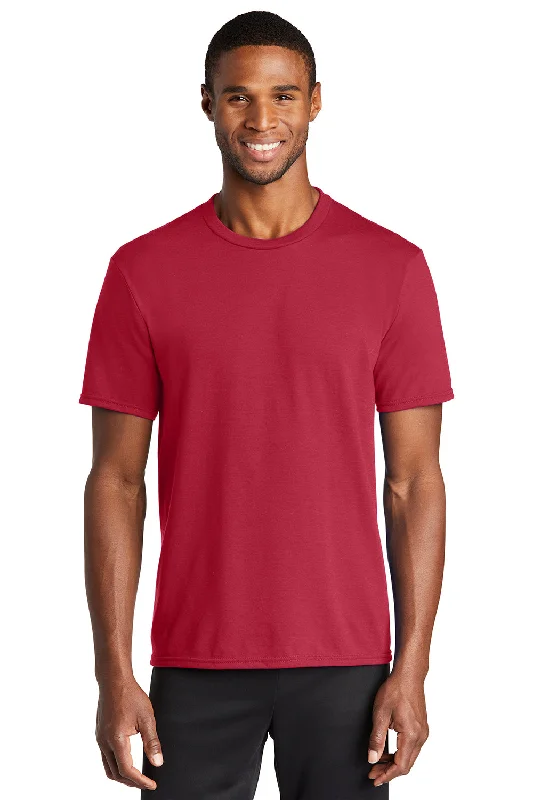 men’s lightweight short sleeve t-shirts -Port & Company Mens Dry Zone Performance Moisture Wicking Short Sleeve Crewneck T-Shirt - Red