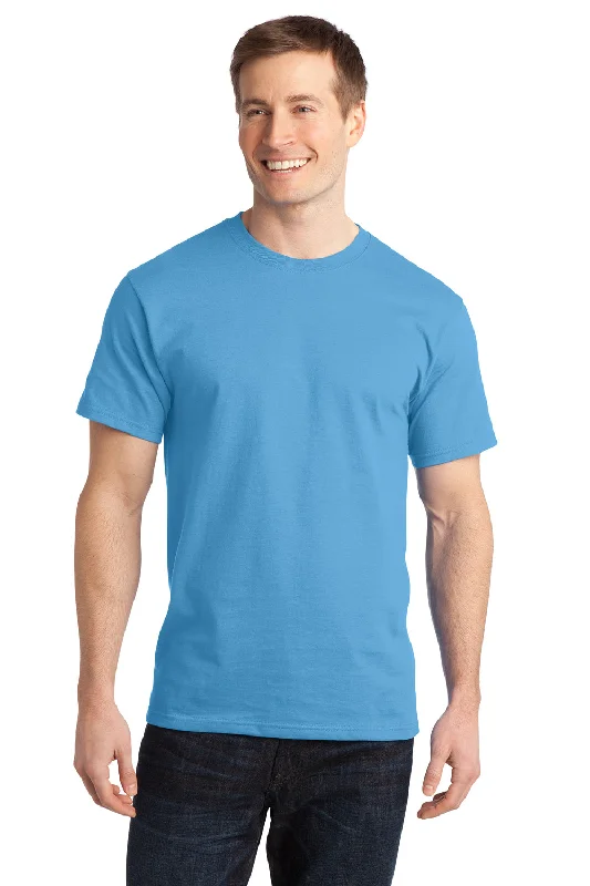 lightweight and breathable short sleeve t-shirts -Port & Company Mens Short Sleeve Crewneck T-Shirt - Aquatic Blue