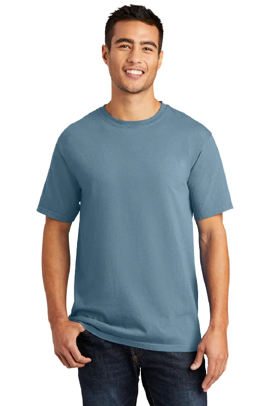 cool short sleeve shirts for every day -Port & Company Mens Beach Wash Short Sleeve Crewneck T-Shirt - Mist Blue