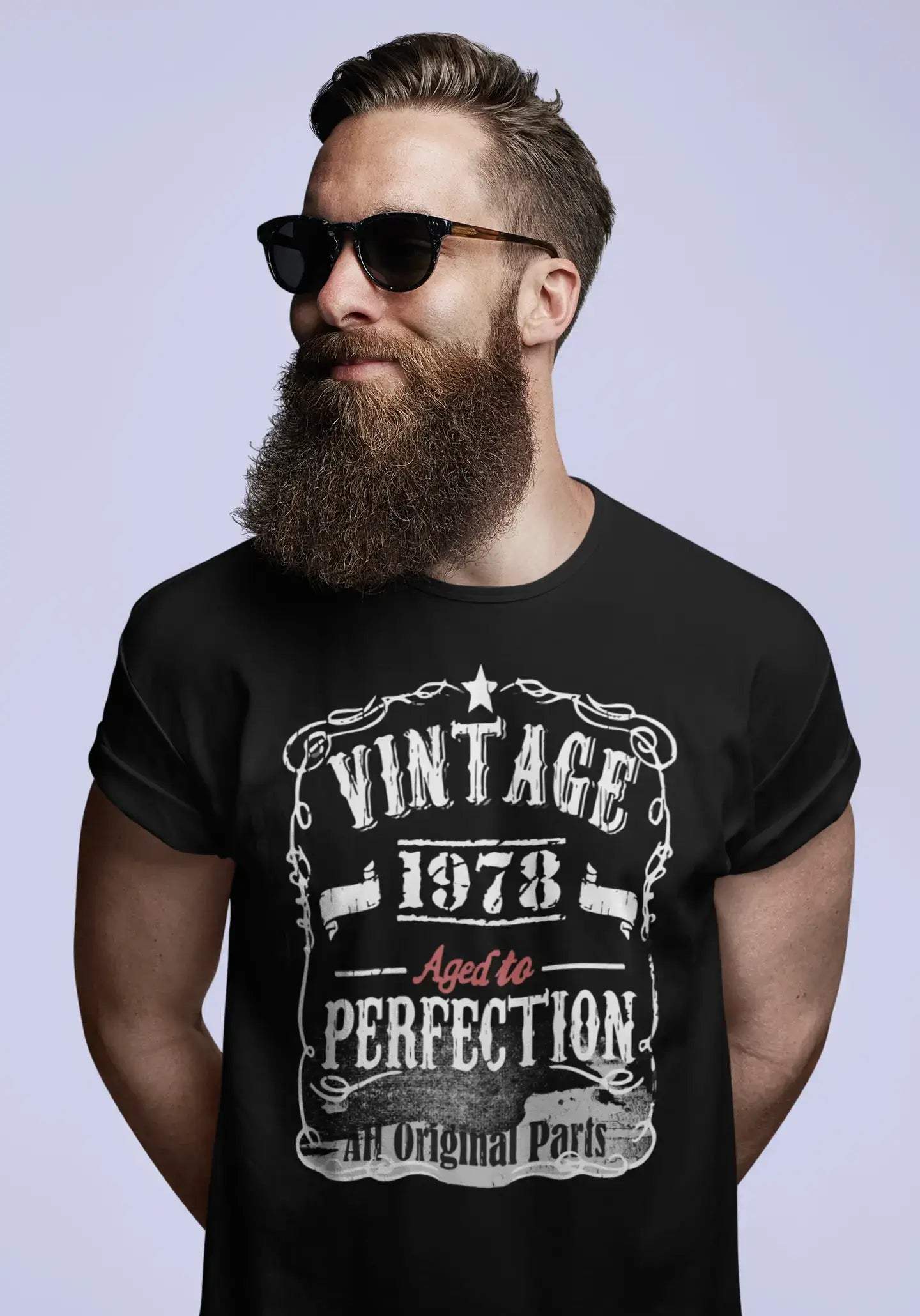 men’s slim-fit short sleeve shirts for casual wear -1978 Vintage Aged to Perfection Men's T-shirt Black Birthday Gift 00490