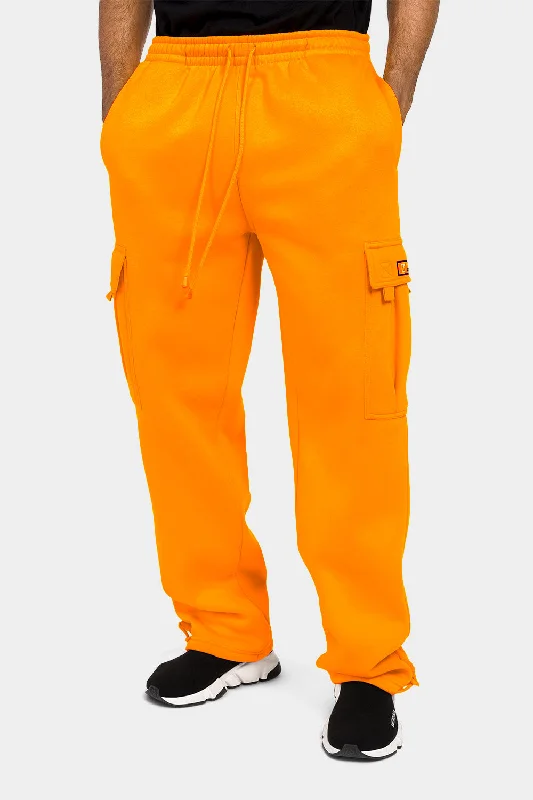 Men's pants for light tones-Men's Solid Fleece Heavyweight Cargo Sweat Pants