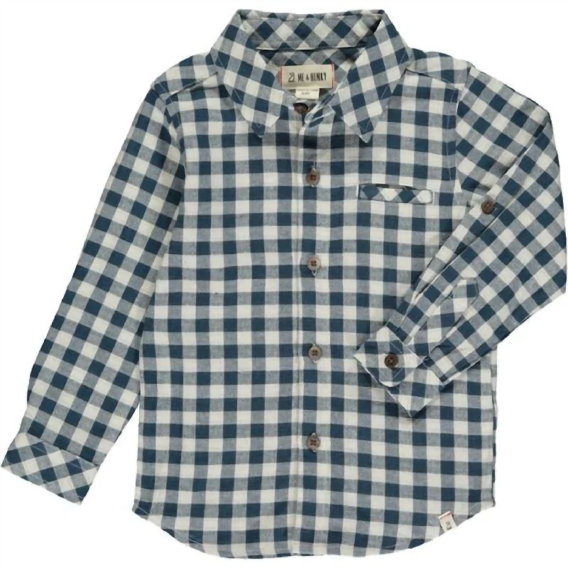 stylish short sleeve shirts for weekend wear -Men’S Atwood Long Sleeve Woven Shirt In Teal & White Plaid