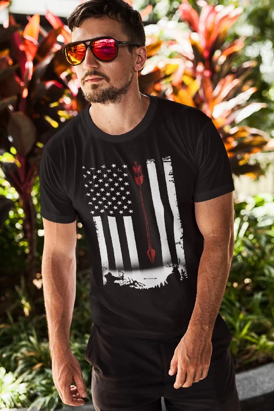 best short sleeve shirts for men’s wardrobe -ULTRABASIC Men's T-Shirt US Flag Deer Hunter - Hunter Tee Shirt