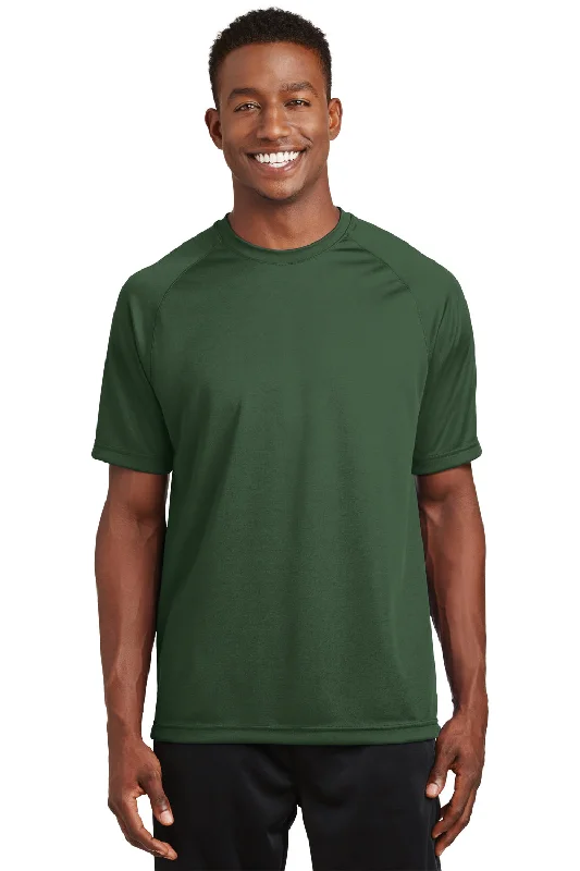 men’s stylish short sleeve shirts with logos -Sport-Tek Mens Dry Zone Moisture Wicking Short Sleeve Crewneck T-Shirt - Forest Green - Closeout