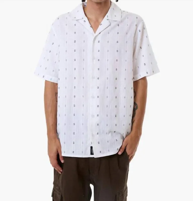 men’s versatile short sleeve shirts for office wear -Anytime Bowling Shirt In Dirty White