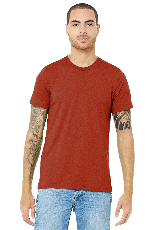 men’s casual short sleeve button shirts -Bella + Canvas Mens Short Sleeve Crewneck T-Shirt - Brick Red