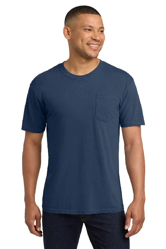 cool short sleeve shirts for beach holidays -Comfort Colors Mens Short Sleeve Crewneck T-Shirt w/ Pocket - China Blue