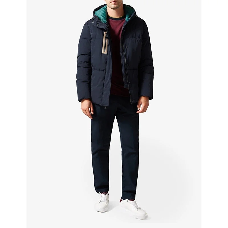 Men's hybrid puffer jackets-Ted Baker Men's Kinmot Navy Blue Puffer Jacket