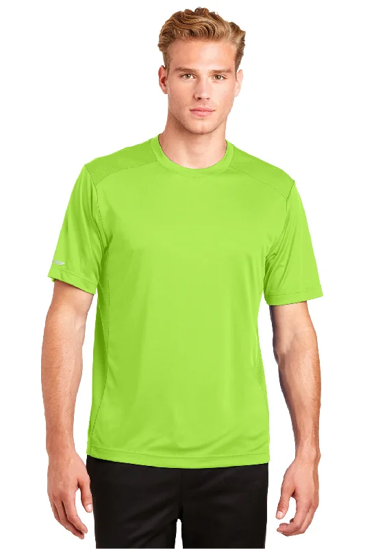 cool and stylish short sleeve t-shirts for men -Sport-Tek Mens Elevate Moisture Wicking Short Sleeve Crewneck T-Shirt - Lime Shock Green - Closeout