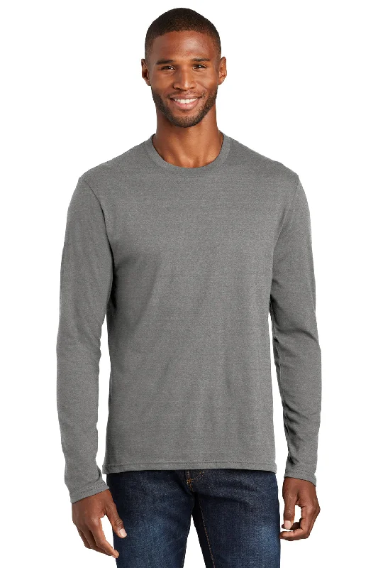 affordable short sleeve t-shirts for men -Port & Company Mens Fan Favorite Long Sleeve Crewneck T-Shirt - Heather Graphite Grey