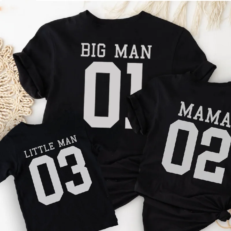 men’s slim-fit short sleeve shirts for casual wear -Big Man, Mama & Little Man Matching Black T-Shirts