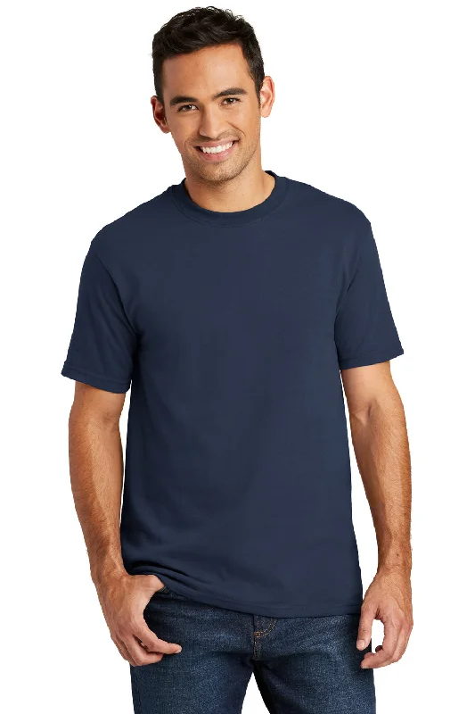 versatile short sleeve shirts for men’s casual wardrobe -Port & Company Mens USA Made Short Sleeve Crewneck T-Shirt - Navy Blue - Closeout