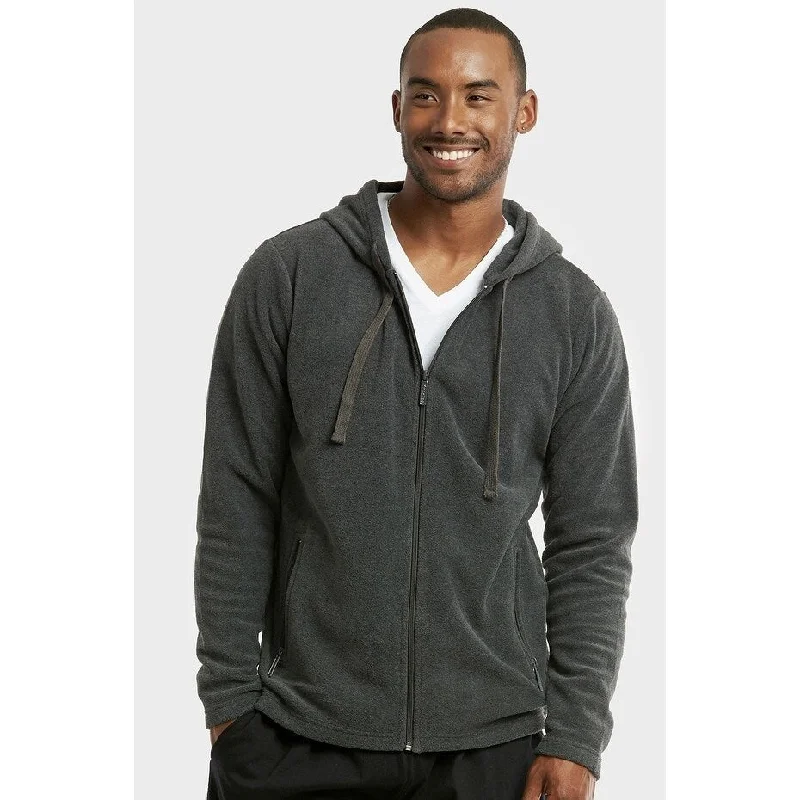 Men's diamond quilted jackets-KNOCKER Men's Polar Fleece Zipper Hoodie - Charcoal