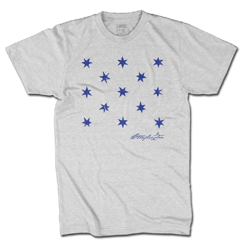 versatile short sleeve shirts with simple designs -George Washington's HQ Flag - Heather White