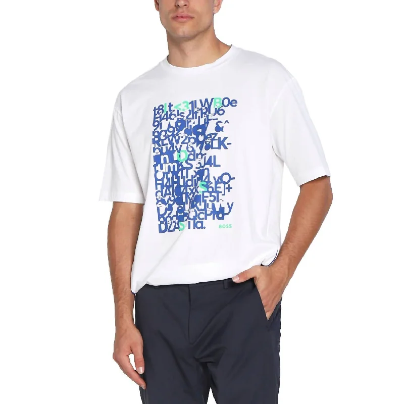 versatile short sleeve shirts for travel wear -Men Blue Logo Crew Neck Tee 5 In White